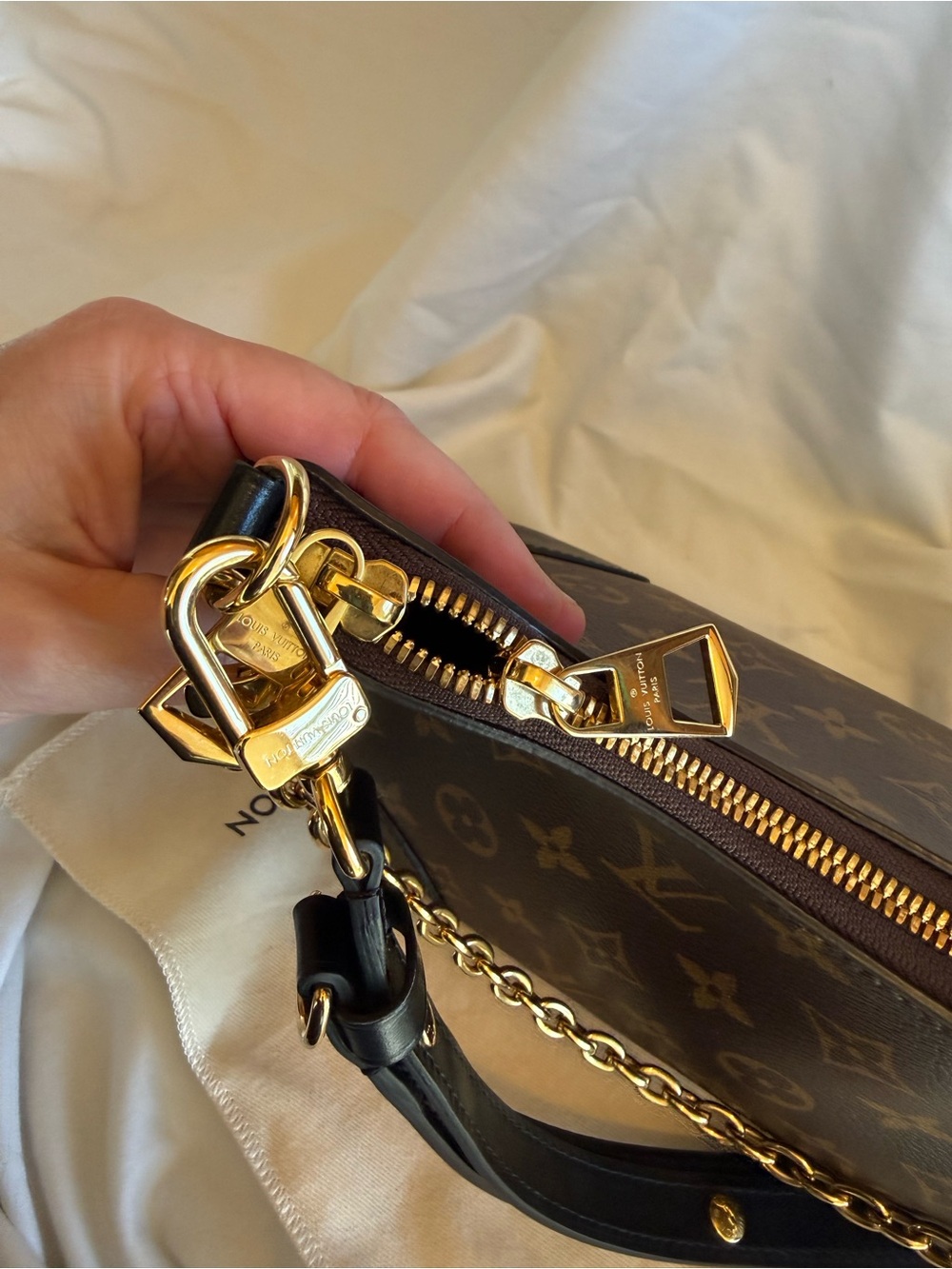 Louis Vuitton Brown Monogram Boulogne PM Shoulder Bag with Black Trim - Picture 7 of 16